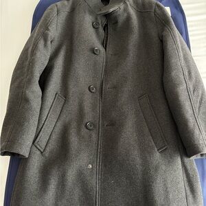 Gray Wool Coat w/ Removable Bib